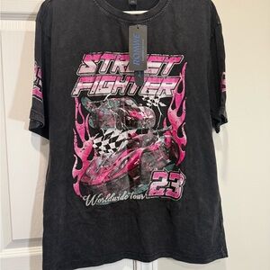 ROMWE Street Fighter Graphic Tee in Black and Pink
